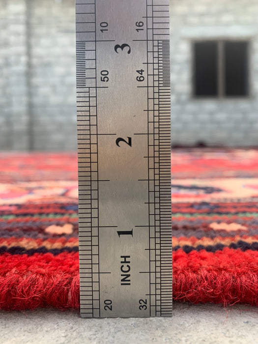 Handmade Persian Wool Area Rug 7x10 - Red Floral Medallion Persian Style Rug - Exact Size 9'3" x 6'7" - KBHM-690