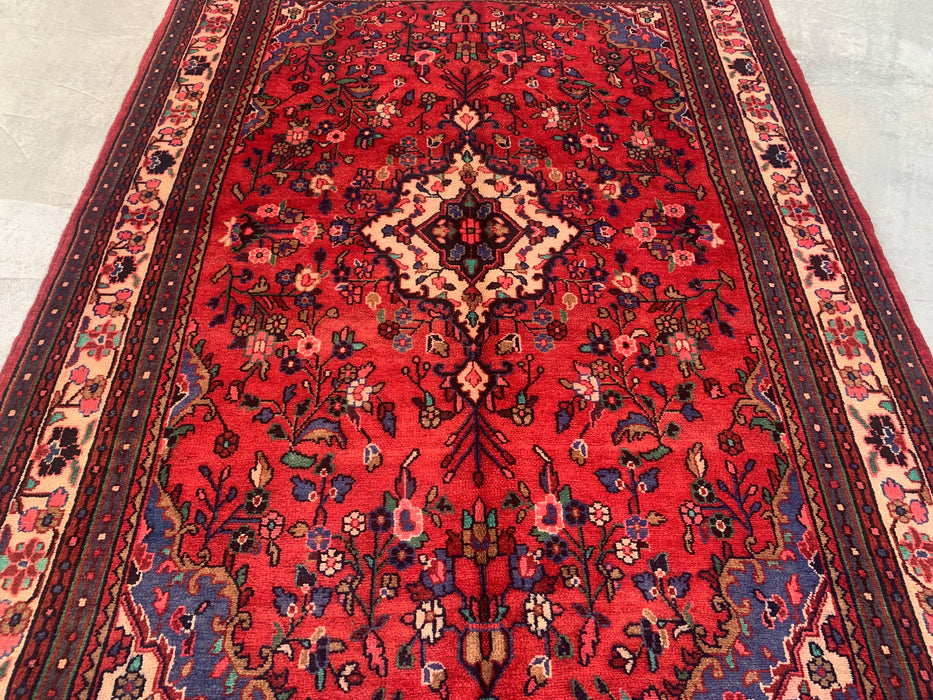 Handmade Persian Wool Area Rug 7x10 - Red Floral Medallion Persian Style Rug - Exact Size 9'3" x 6'7" - KBHM-690
