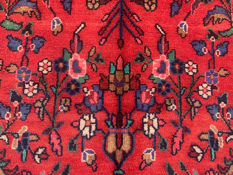 Handmade Persian Wool Area Rug 7x10 - Red Floral Medallion Persian Style Rug - Exact Size 9'3" x 6'7" - KBHM-690