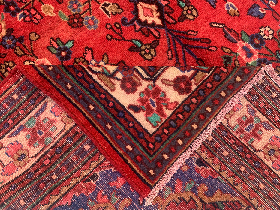 Handmade Persian Wool Area Rug 7x10 - Red Floral Medallion Persian Style Rug - Exact Size 9'3" x 6'7" - KBHM-690