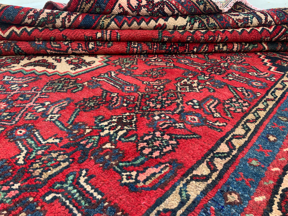Handmade Persian Wool Area Rug 7x10 - Red Tribal Medallion Persian Style Rug - Exact Size 9'9" x 6'9" - KBHM-691