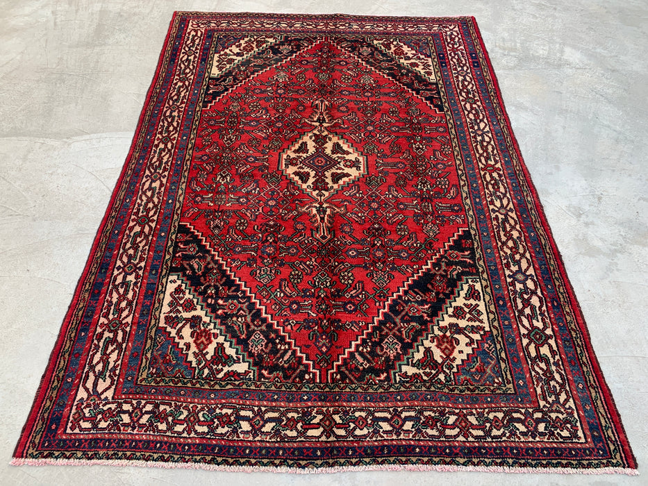 Handmade Persian Wool Area Rug 7x10 - Red Tribal Medallion Persian Style Rug - Exact Size 9'9" x 6'9" - KBHM-691