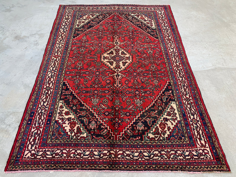 Handmade Persian Wool Area Rug 7x10 - Red Tribal Medallion Persian Style Rug - Exact Size 9'9" x 6'9" - KBHM-691