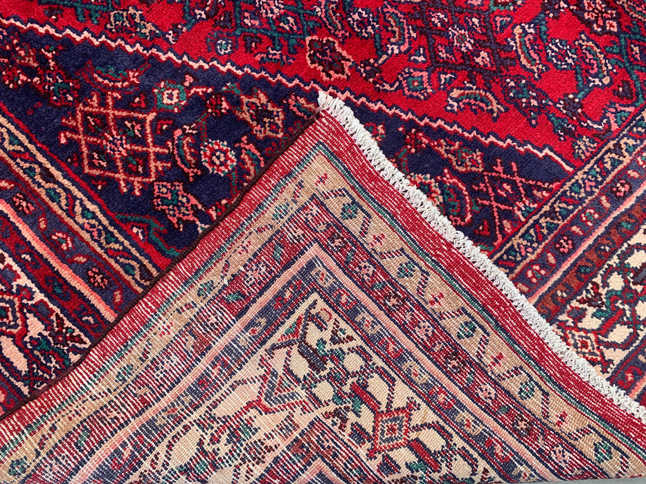 Handgemaakt Perzisch wollen vloerkleed 7x10 - Rood Perzisch tapijt in tribal medaillonstijl - Exacte afmeting 10'1" x 7'1" - KBHM-692
