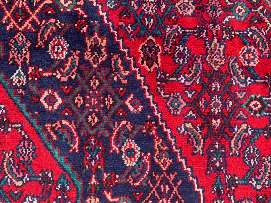 Handgemaakt Perzisch wollen vloerkleed 7x10 - Rood Perzisch tapijt in tribal medaillonstijl - Exacte afmeting 10'1" x 7'1" - KBHM-692