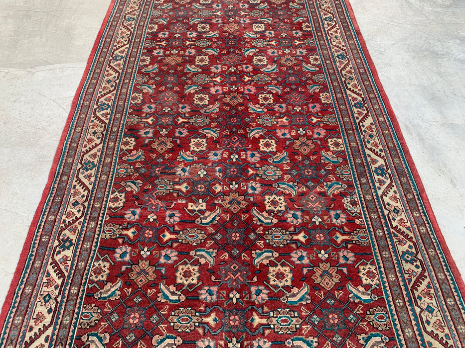 Handmade Persian Wool Area Rug 7x10 - Red Tribal Geometric Persian Style Rug - Exact Size 9'9" x 5'3" - KBHM-693
