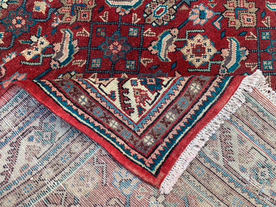Handmade Persian Wool Area Rug 7x10 - Red Tribal Geometric Persian Style Rug - Exact Size 9'9" x 5'3" - KBHM-693