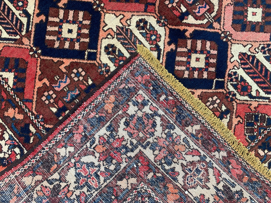 Handgemaakt Perzisch wollen vloerkleed 213x305 cm - Roest, marineblauw & ivoor tribaal geometrisch Perzisch stijl kleed - Exacte afmeting 299,7 cm x 157,5 cm - KBHM-694