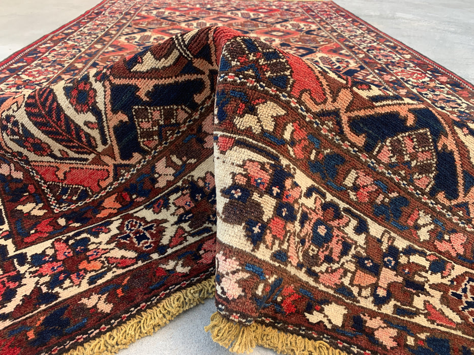 Handgemaakt Perzisch wollen vloerkleed 213x305 cm - Roest, marineblauw & ivoor tribaal geometrisch Perzisch stijl kleed - Exacte afmeting 299,7 cm x 157,5 cm - KBHM-694