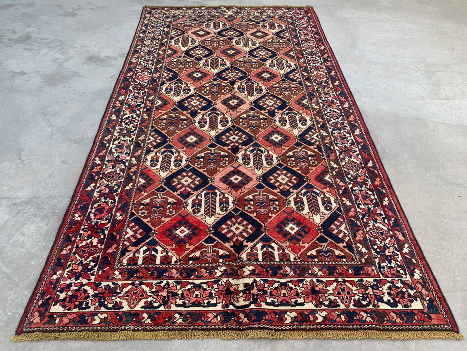 Handgemaakt Perzisch wollen vloerkleed 213x305 cm - Roest, marineblauw & ivoor tribaal geometrisch Perzisch stijl kleed - Exacte afmeting 299,7 cm x 157,5 cm - KBHM-694