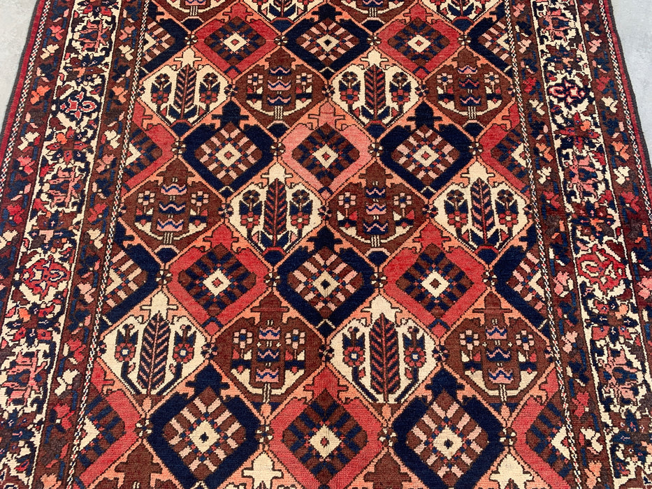 Handgemaakt Perzisch wollen vloerkleed 213x305 cm - Roest, marineblauw & ivoor tribaal geometrisch Perzisch stijl kleed - Exacte afmeting 299,7 cm x 157,5 cm - KBHM-694
