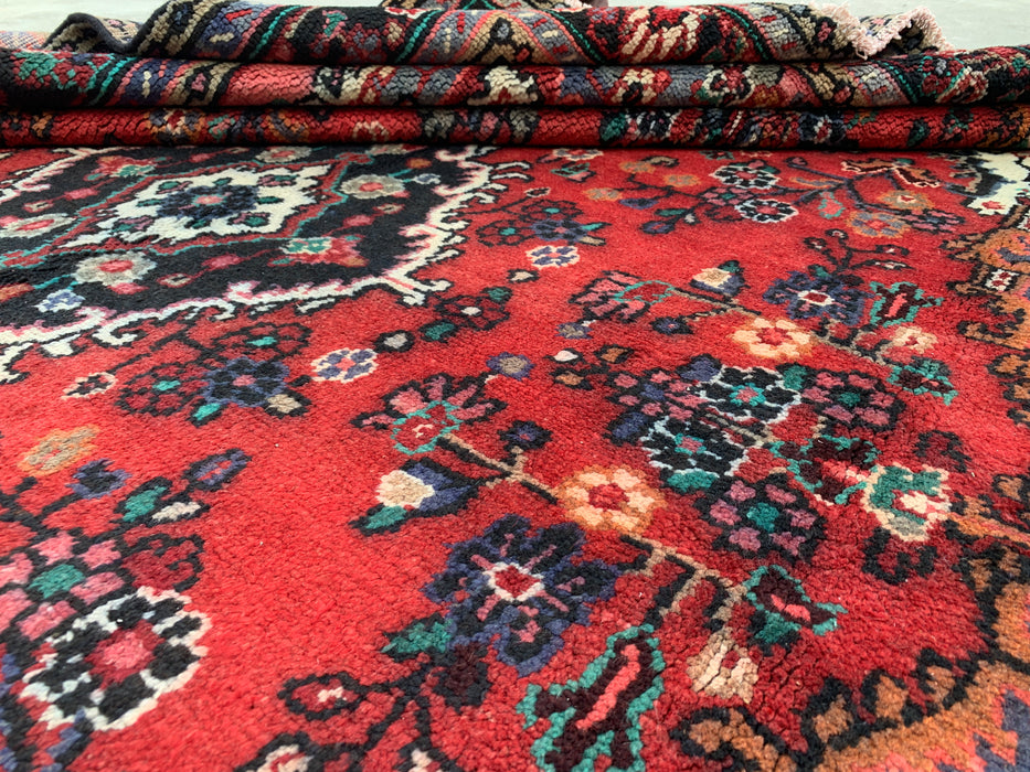 Handgemaakt Perzisch wollen vloerkleed 210x300 - Rood, blauw & ivoor bloemrijk medaillon Perzische stijl vloerkleed - Exacte afmeting 302 cm x 211 cm - KBHM-696
