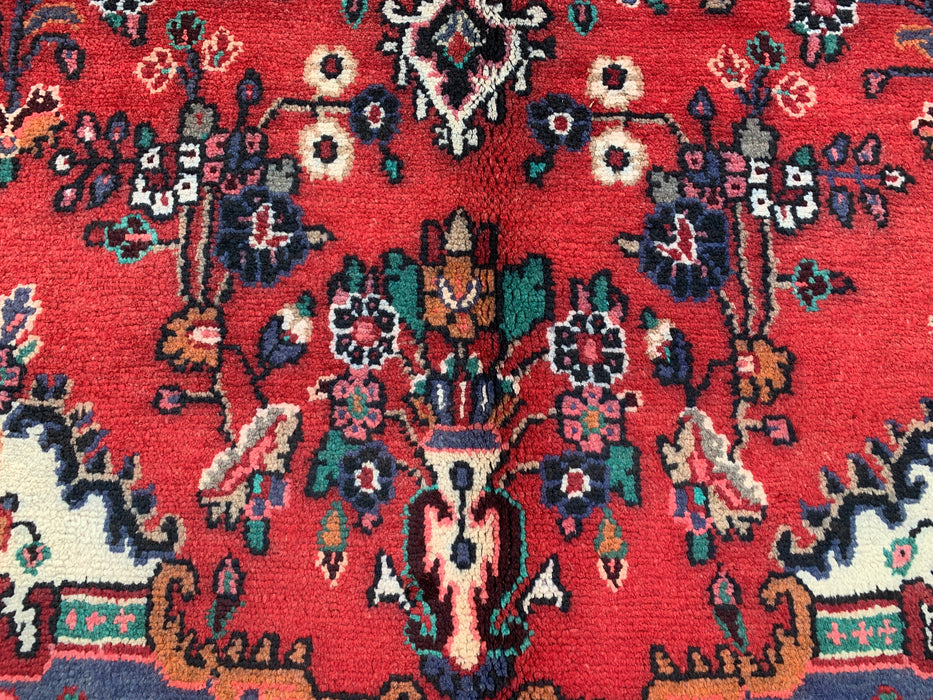 Handgemaakt Perzisch wollen vloerkleed 210x300 - Rood, blauw & ivoor bloemrijk medaillon Perzische stijl vloerkleed - Exacte afmeting 302 cm x 211 cm - KBHM-696