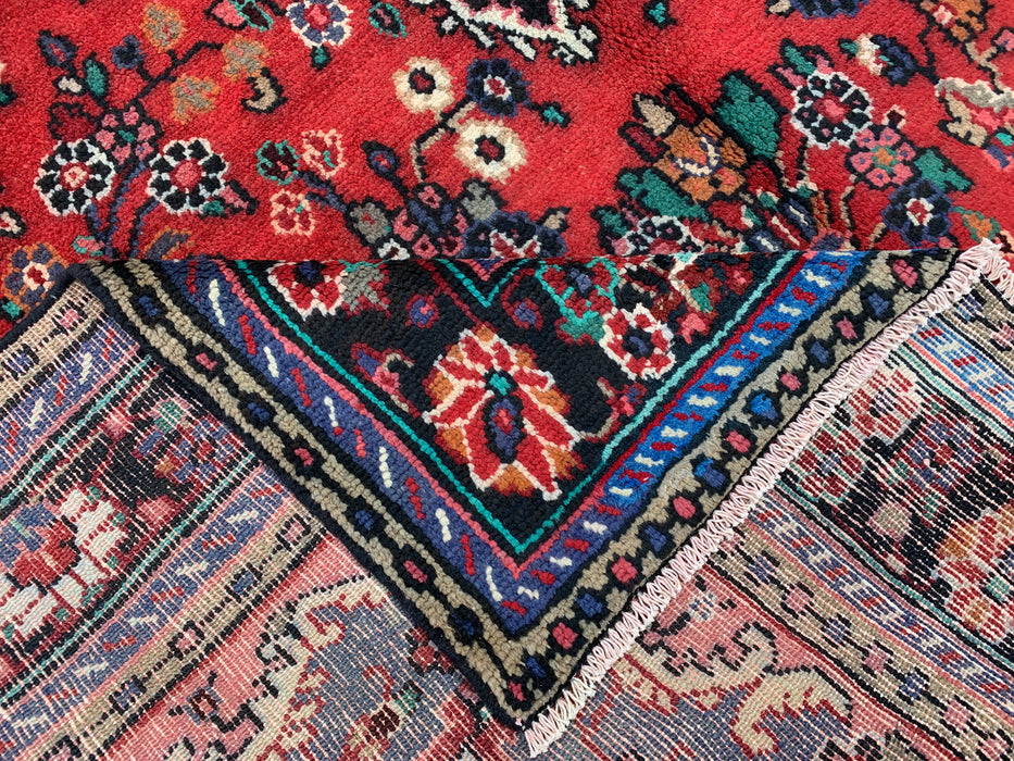 Handgemaakt Perzisch wollen vloerkleed 210x300 - Rood, blauw & ivoor bloemrijk medaillon Perzische stijl vloerkleed - Exacte afmeting 302 cm x 211 cm - KBHM-696