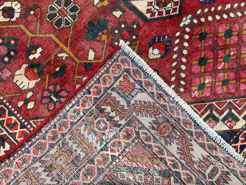 295 x 206 cm handgeknoopt Perzisch wollen tapijt – Rood, ivoor & bruin tribaal geometrisch ontwerp – KBHM-699
