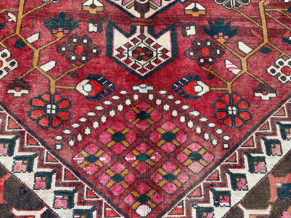 295 x 206 cm handgeknoopt Perzisch wollen tapijt – Rood, ivoor & bruin tribaal geometrisch ontwerp – KBHM-699