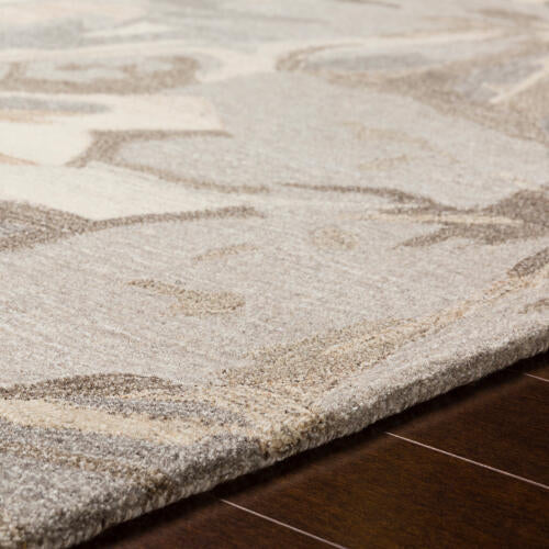 Athena handgemaakt wollen bloementapijt — Taupe | ATH-5150
