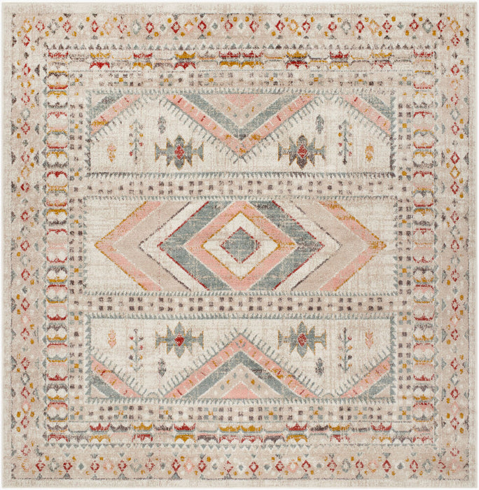 Ankara Machinaal Geweven Vloerkleed — Ivoor / Roze Salie Multi | AKR-2336