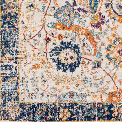 Livabliss Harput machinaal geweven vloerkleed — Multi / Marineblauwe rand | HAP-1014 - construction