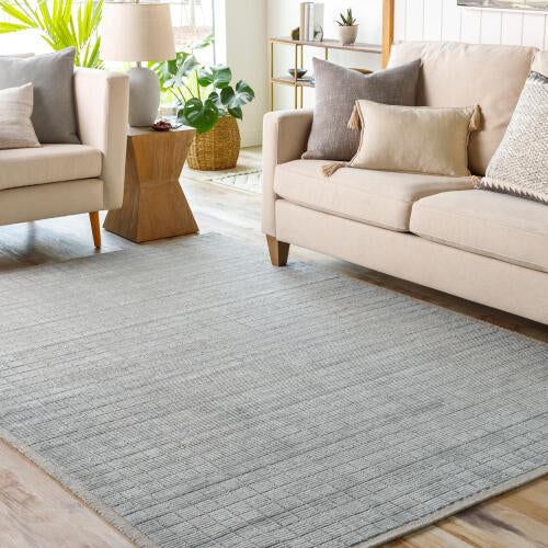 Carre handgemaakt vloerkleed — Denim / Lichtbeige | CCR-2303