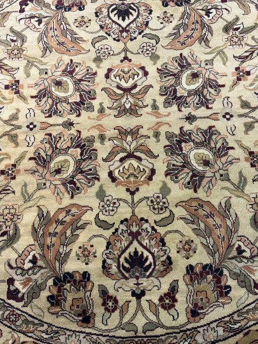 8' x 8' rond, met de hand geknoopt wollen vloerkleed - Ivoor/Beige/Multi