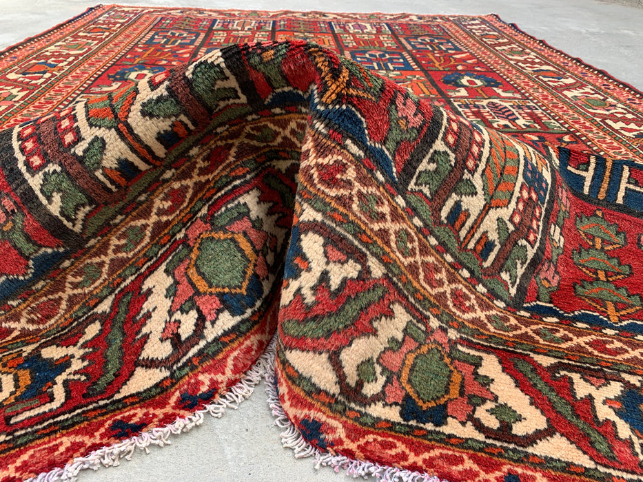 Handgemaakt Perzisch wollen karpet 213x305 - Rood, marineblauw en ivoorkleurig Perzisch tapijt met tribaal patroon - Exacte afmetingen 292 cm x 208 cm - KBHM-700