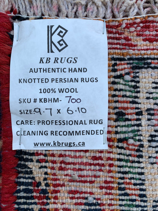 Handgemaakt Perzisch wollen karpet 213x305 - Rood, marineblauw en ivoorkleurig Perzisch tapijt met tribaal patroon - Exacte afmetingen 292 cm x 208 cm - KBHM-700