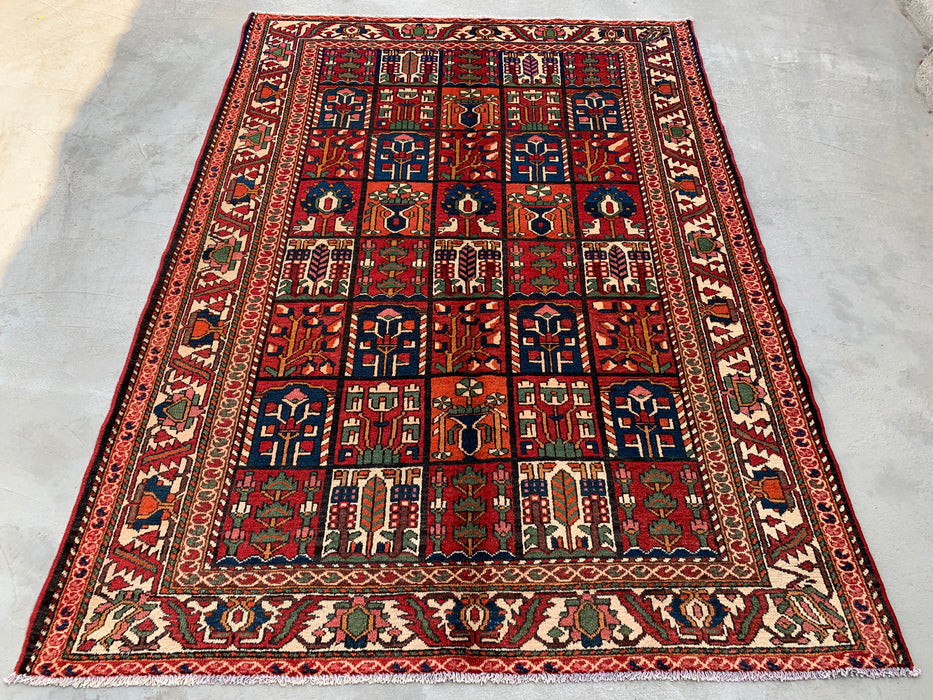 Handgemaakt Perzisch wollen karpet 213x305 - Rood, marineblauw en ivoorkleurig Perzisch tapijt met tribaal patroon - Exacte afmetingen 292 cm x 208 cm - KBHM-700