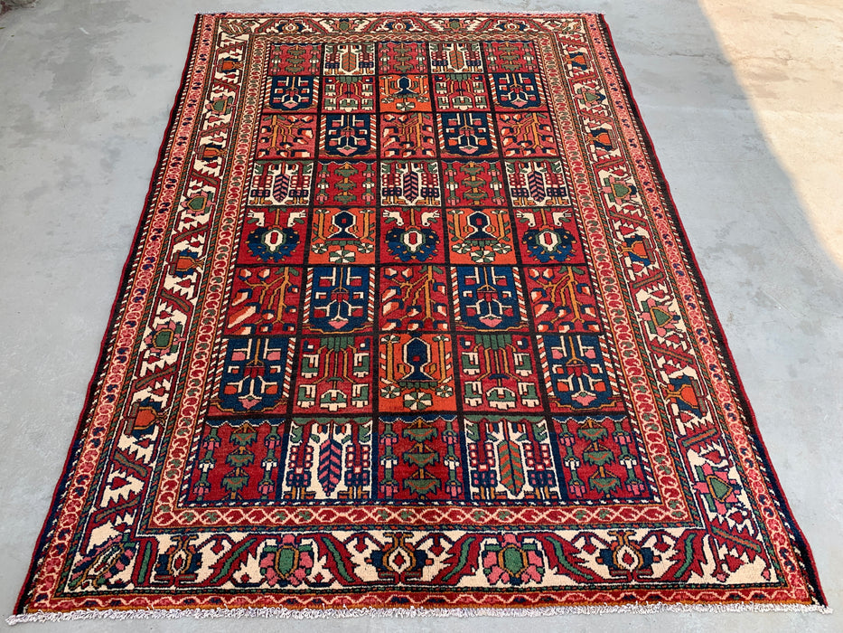 Handgemaakt Perzisch wollen karpet 213x305 - Rood, marineblauw en ivoorkleurig Perzisch tapijt met tribaal patroon - Exacte afmetingen 292 cm x 208 cm - KBHM-700