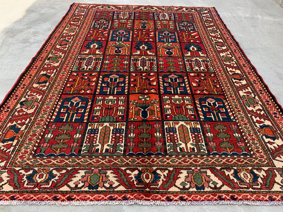 Handgemaakt Perzisch wollen karpet 213x305 - Rood, marineblauw en ivoorkleurig Perzisch tapijt met tribaal patroon - Exacte afmetingen 292 cm x 208 cm - KBHM-700