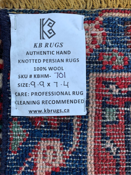 297 cm x 224 cm handgeknoopt Perzisch wollen tapijt – Rood, marineblauw & ivoorkleurig bloemenmedaillonontwerp – KBHM-701