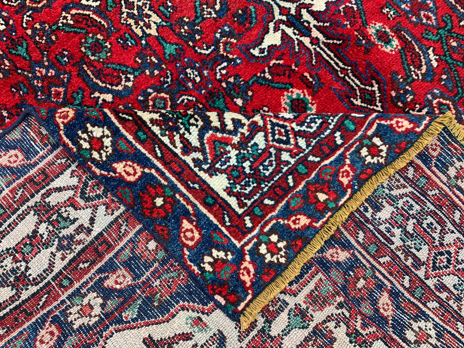 297 cm x 224 cm handgeknoopt Perzisch wollen tapijt – Rood, marineblauw & ivoorkleurig bloemenmedaillonontwerp – KBHM-701