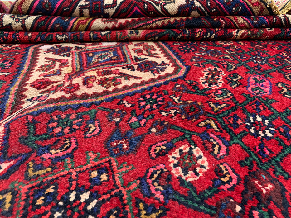Handgemaakt Perzisch wollen vloerkleed 210x300 cm - Rood, marineblauw & ivoorkleurig Perzisch tapijt met bloemmotief - Exacte maat 295 cm x 196 cm - KBHM-703
