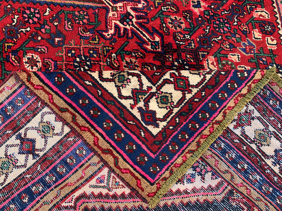 Handgemaakt Perzisch wollen vloerkleed 210x300 cm - Rood, marineblauw & ivoorkleurig Perzisch tapijt met bloemmotief - Exacte maat 295 cm x 196 cm - KBHM-703