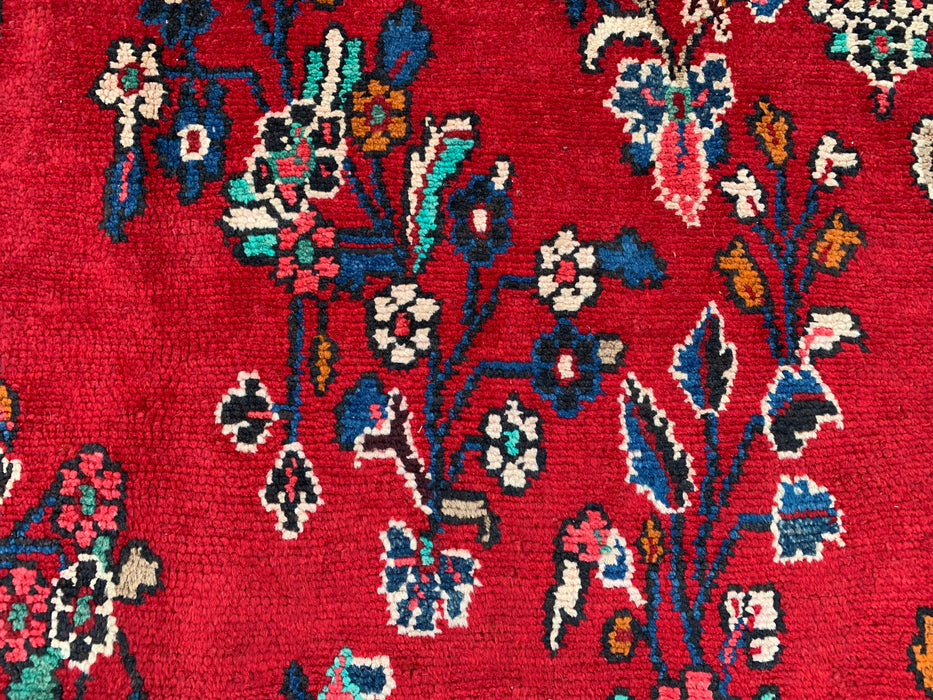 11'11" x 8'4" Handgeknoopt Perzisch wollen tapijt – Rood, marineblauw & ivoorkleurig bloemenmedaillonontwerp – KBHM-705