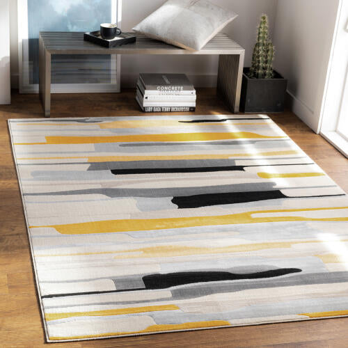 City Machinaal Geweven Vloerkleed — Geel / Grijs Multi | CIT-2340