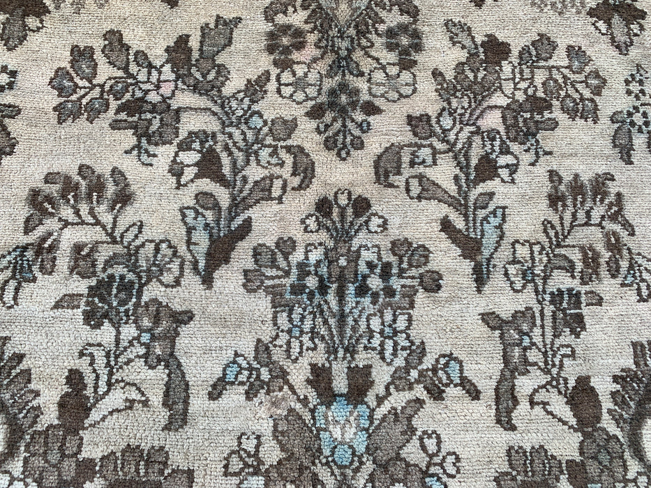 11'11" x 8'8" Handgeknoopt Perzisch wollen tapijt – Beige, bruin & zachtblauw bloemenmedaillonontwerp – KBHM-711