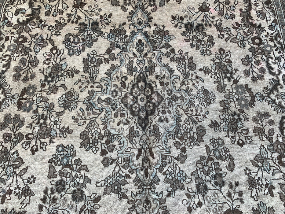 11'11" x 8'8" Handgeknoopt Perzisch wollen tapijt – Beige, bruin & zachtblauw bloemenmedaillonontwerp – KBHM-711