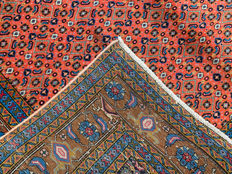 Handgemaakt Perzisch wollen vloerkleed 213x305 cm - Perzisch stijl kleed met medaillon in roze, blauw & bruin - Exacte afmeting 310 cm x 196 cm - KBHM-714