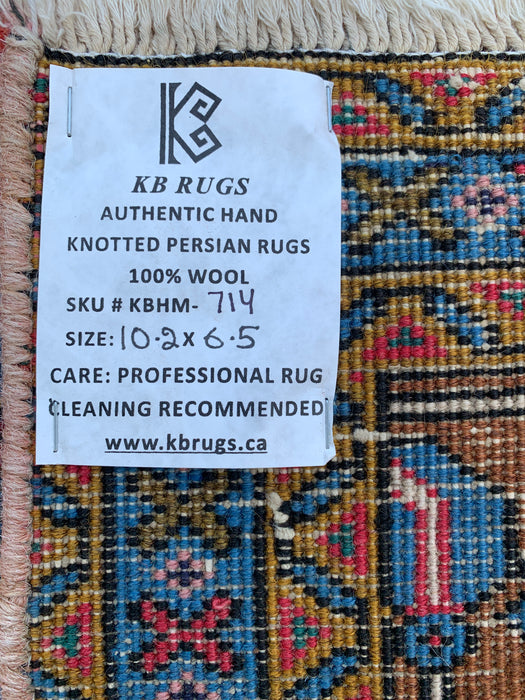 Handgemaakt Perzisch wollen vloerkleed 213x305 cm - Perzisch stijl kleed met medaillon in roze, blauw & bruin - Exacte afmeting 310 cm x 196 cm - KBHM-714