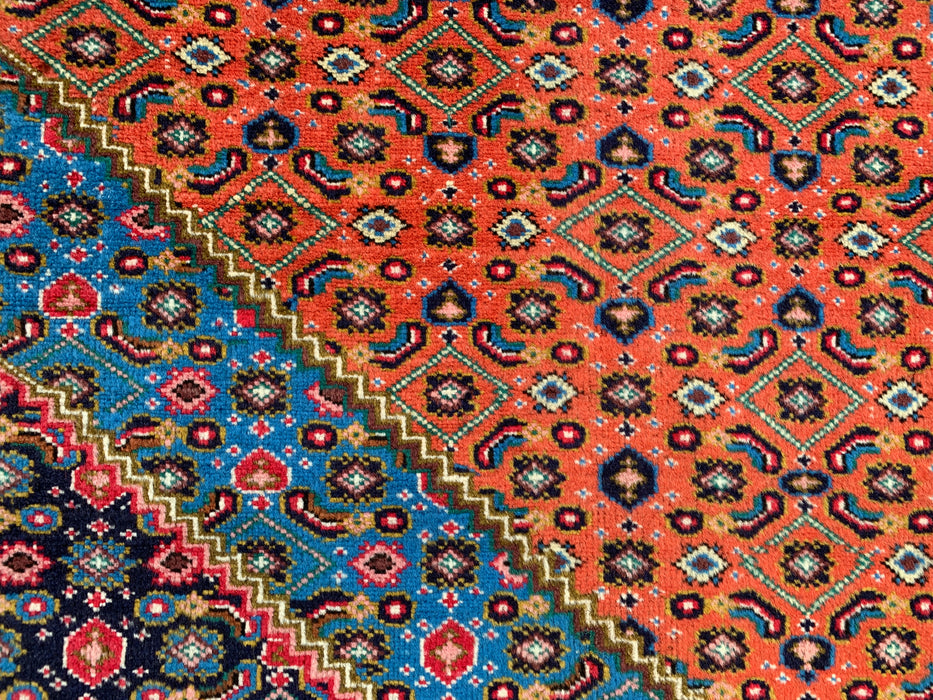 Handgemaakt Perzisch wollen vloerkleed 213x305 cm - Perzisch stijl kleed met medaillon in roze, blauw & bruin - Exacte afmeting 310 cm x 196 cm - KBHM-714