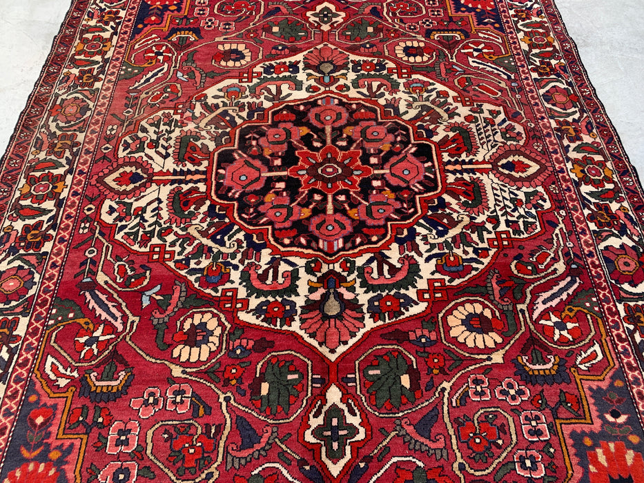 Handgemaakt Perzisch wollen vloerkleed 210x300 cm - Rood, ivoor & marineblauw bloemrijk medaillon Perzisch stijl kleed - Exacte afmeting 295 cm x 213 cm - KBHM-717