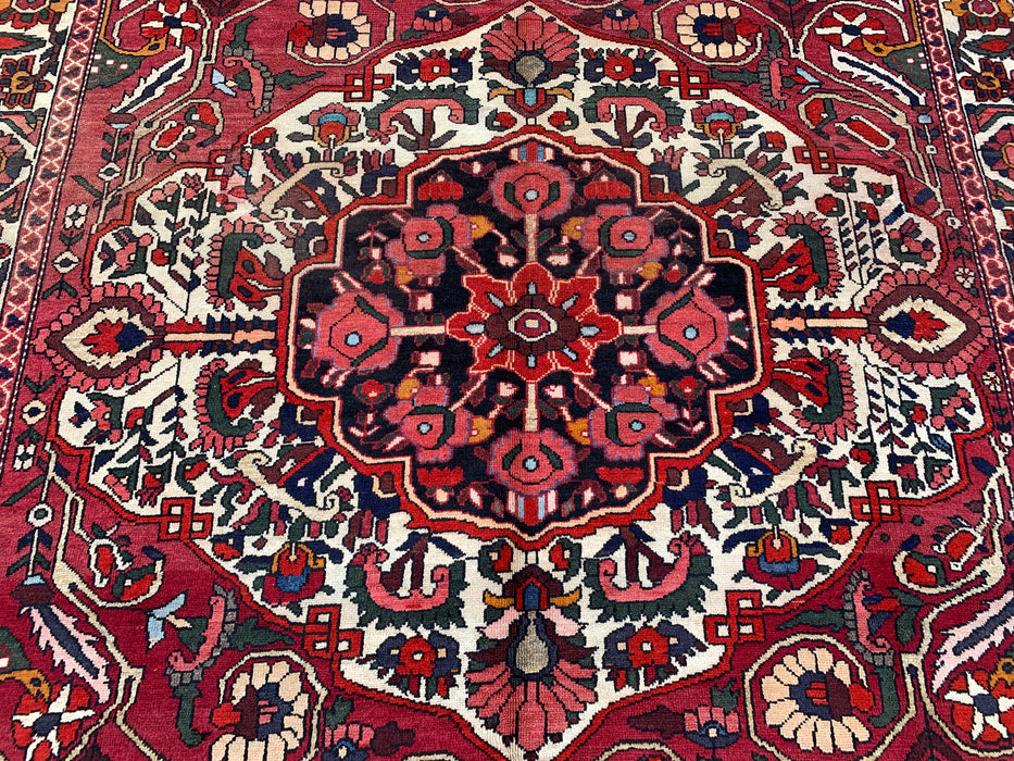 Handgemaakt Perzisch wollen vloerkleed 210x300 cm - Rood, ivoor & marineblauw bloemrijk medaillon Perzisch stijl kleed - Exacte afmeting 295 cm x 213 cm - KBHM-717