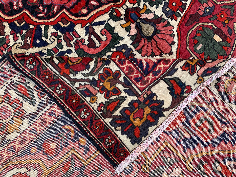 Handgemaakt Perzisch wollen vloerkleed 210x300 cm - Rood, ivoor & marineblauw bloemrijk medaillon Perzisch stijl kleed - Exacte afmeting 295 cm x 213 cm - KBHM-717