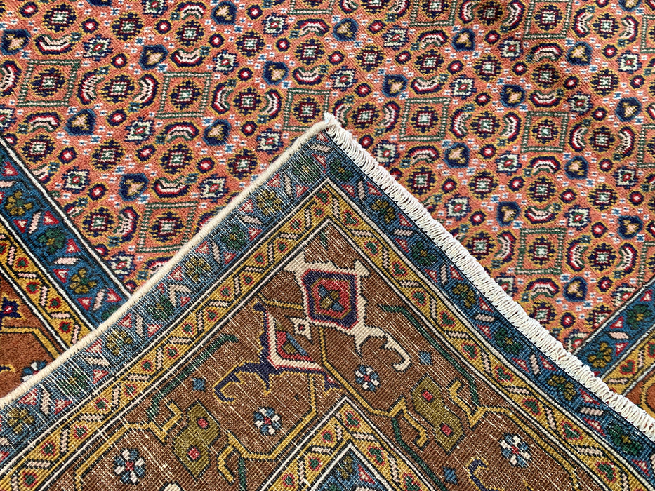 Handgemaakt Perzisch wollen vloerkleed 213x305 cm - Roze, blauw & bruin vintage medaillon Perzisch stijl kleed - Exacte afmetingen 279 cm x 191 cm - KBHM-718