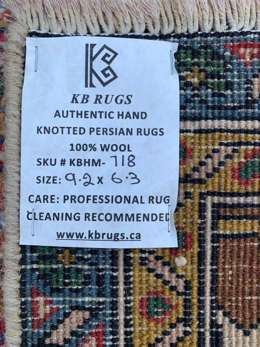 Handgemaakt Perzisch wollen vloerkleed 213x305 cm - Roze, blauw & bruin vintage medaillon Perzisch stijl kleed - Exacte afmetingen 279 cm x 191 cm - KBHM-718