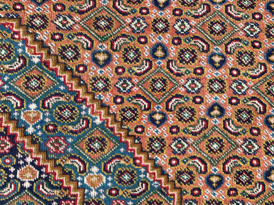 Handgemaakt Perzisch wollen vloerkleed 213x305 cm - Roze, blauw & bruin vintage medaillon Perzisch stijl kleed - Exacte afmetingen 279 cm x 191 cm - KBHM-718