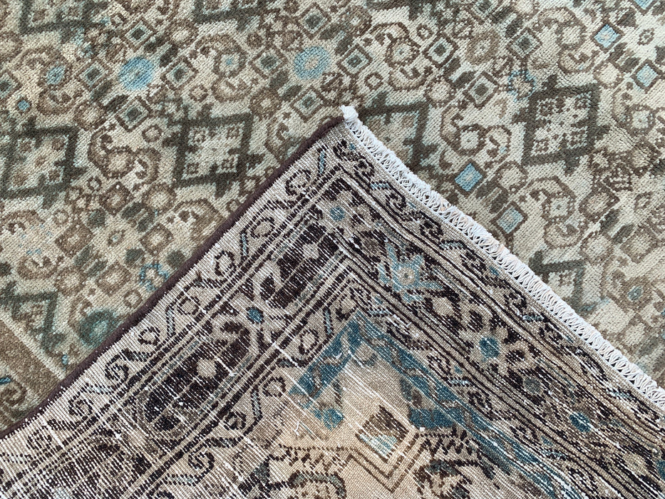 Handgemaakt Perzisch wollen vloerkleed 213x305 cm - Beige, bruin & zachtblauw vintage geometrisch medaillon Perzisch stijl kleed - Exacte afmetingen 335 cm x 165 cm - KBHM-723