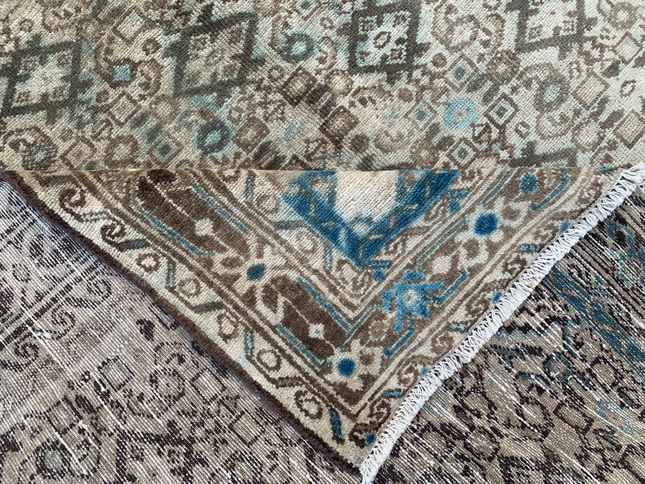 Handgemaakt Perzisch wollen vloerkleed 213x305 cm - Beige, bruin & zachtblauw vintage geometrisch medaillon Perzisch stijl kleed - Exacte afmetingen 335 cm x 165 cm - KBHM-723