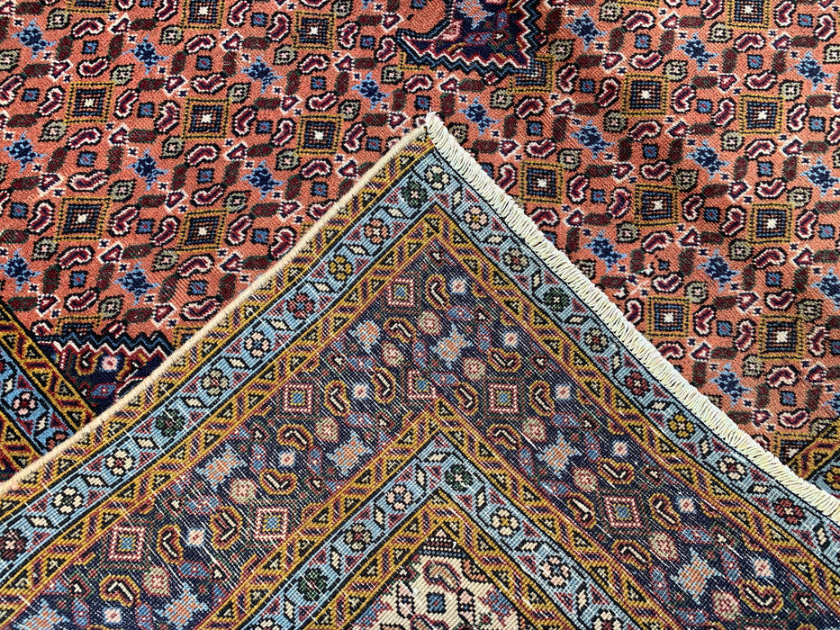 Handgemaakt Perzisch wollen vloerkleed 213x305 cm - Roze, marineblauw & ivoor vintage medaillon Perzisch stijl kleed - Exacte afmeting 290 cm x 193 cm - KBHM-724